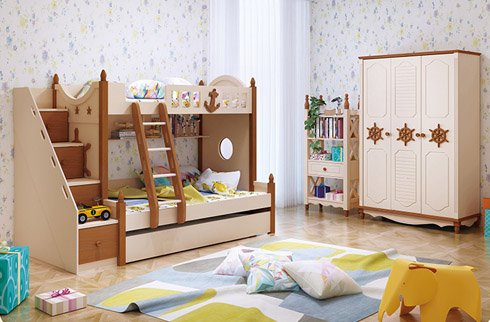 Giường tầng trẻ em nhập khẩu thiết kế thêm ngăn kéo 