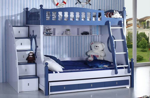 Những mẫu giường ngủ 2 tầng cho trẻ em có cầu thang hộp tiện nghi