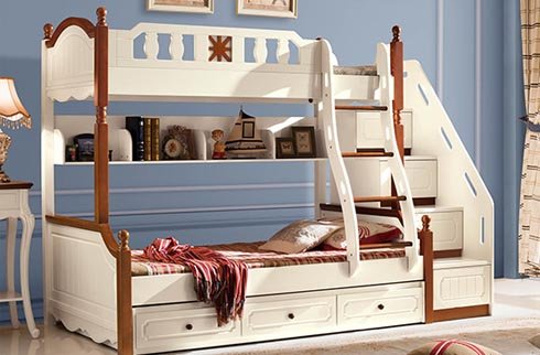 Những mẫu giường ngủ 2 tầng cho trẻ em có cầu thang hộp tiện nghi