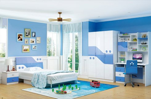 Trang trí phòng bé trai với tone màu xanh dương cá tính