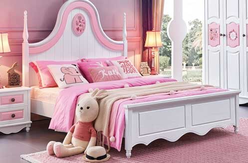 Giường ngủ trẻ em 1m2 màu hồng 1