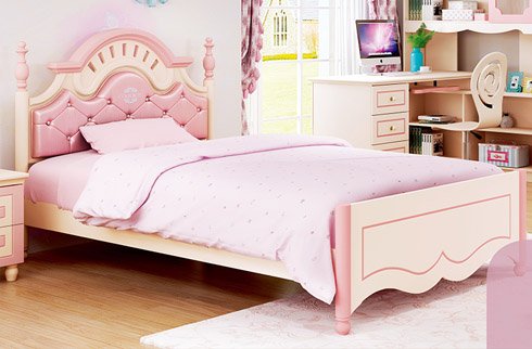 Giường ngủ trẻ em 1m2 màu hồng 4