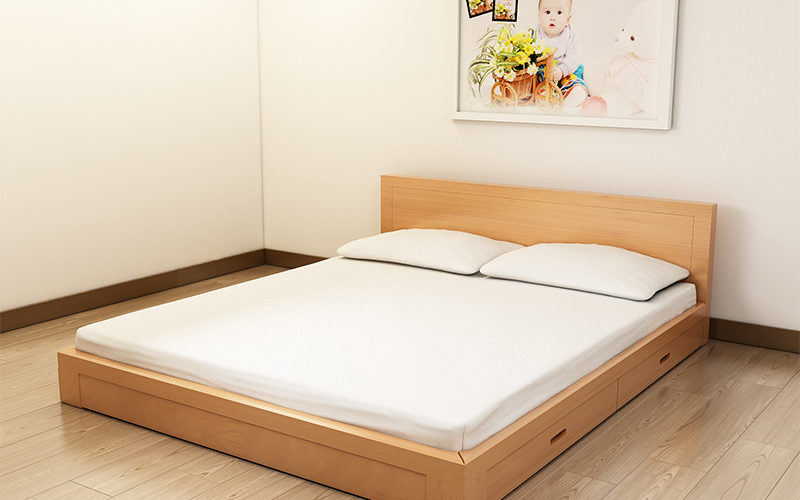 Giường gỗ tần bì thiết kế dạng bệt