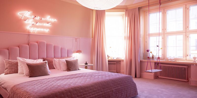 Phòng ngủ màu hồng – tím lãng mạn
