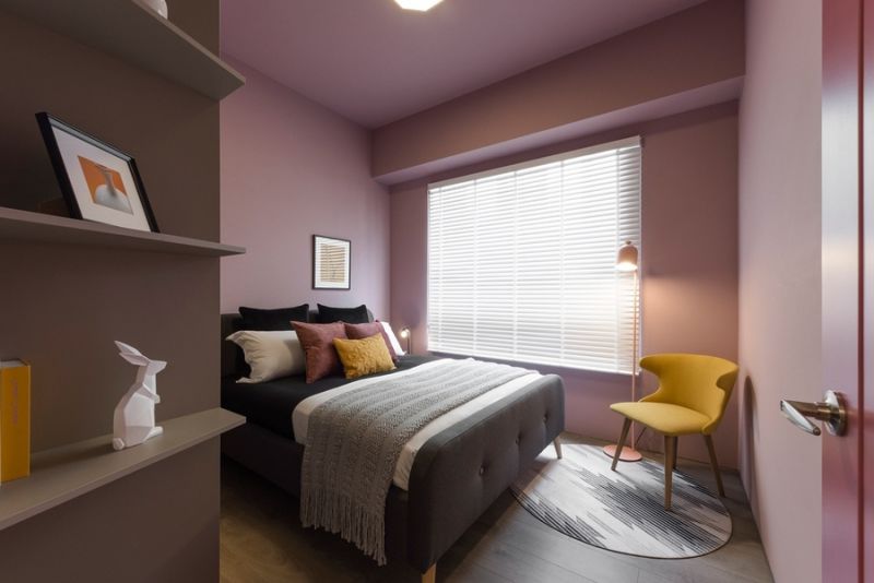Phòng ngủ màu hồng – tím lãng mạn