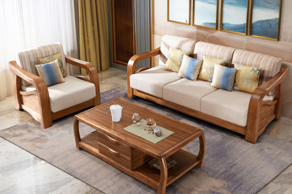 Bộ bàn ghế sofa gỗ kích thước nhỏ xinh