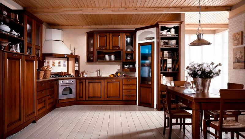 Nội thất phòng bếp bằng gỗ tự nhiên
