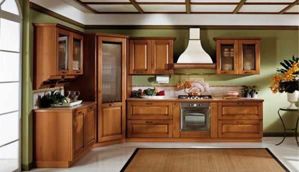 Nội thất phòng bếp bằng gỗ tự nhiên