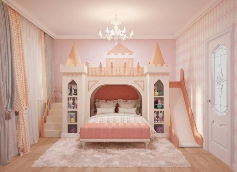 Phòng ngủ công chúa màu hồng đào 