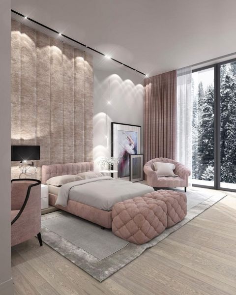 Màu hồng vô cùng sang trọng thiết kế cho phòng ngủ 