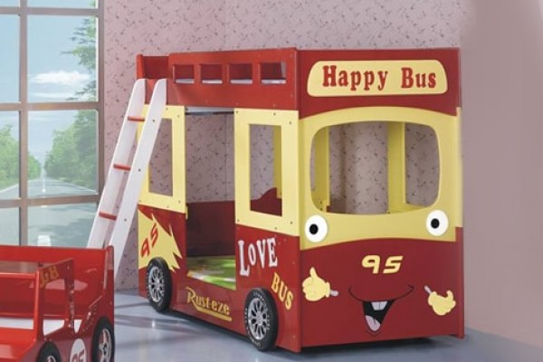 Bộ giường tầng trẻ em xe bus cho bé trai BABY E51