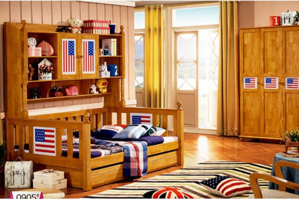 Giường tầng họa tiết cờ Mỹ dành cho bé trai LSL0905