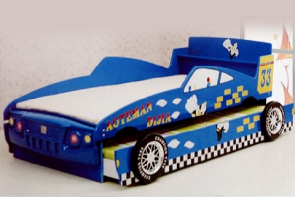 Giường ngủ trẻ em hình ô tô màu xanh BABY A10 dành cho bé trai