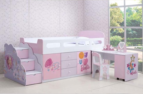 Giường tầng bé gái kết hợp tủ kéo BABY C21A