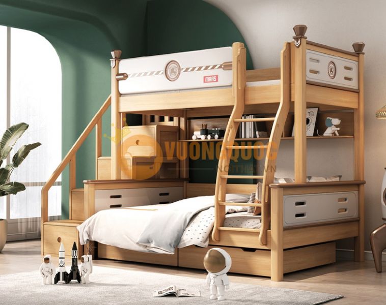 Giường tầng trẻ em màu gỗ cao cấp HHML3306