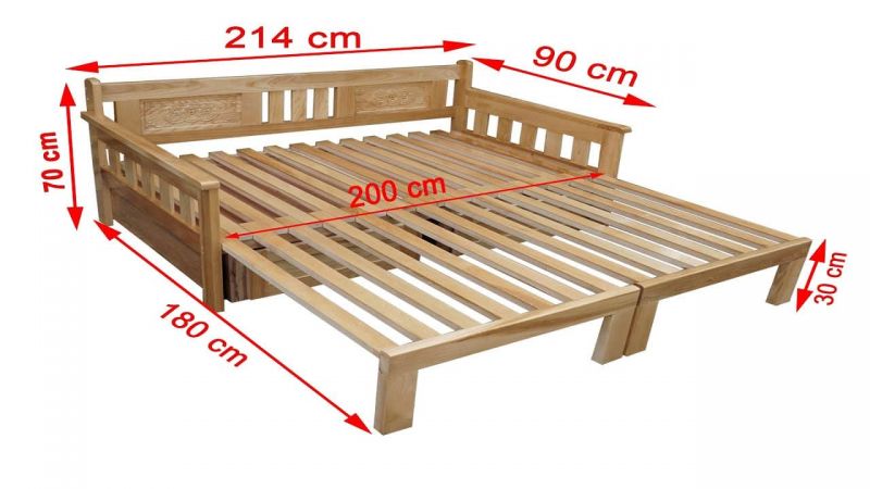 3. Những kích thước sofa giường gỗ thông minh phổ biến nhất hiện nay