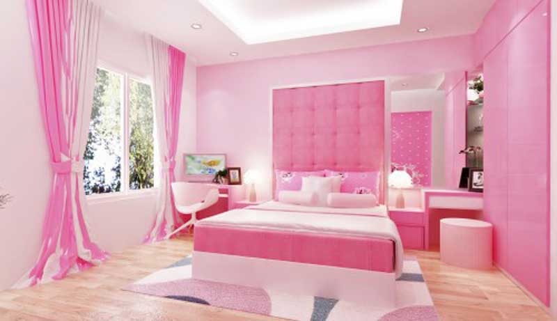 Phòng ngủ màu hồng đậm
